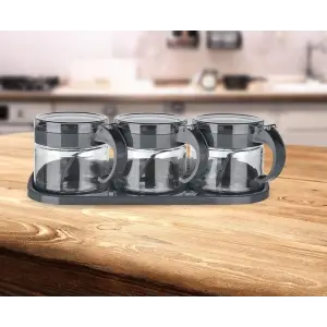 ieg™ Baharat Seti 3 Adet Kaşıklı Standlı Cam Baharatlık
