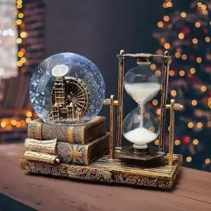 Dekoratif Kar Küresi ve Kum Saati Gold