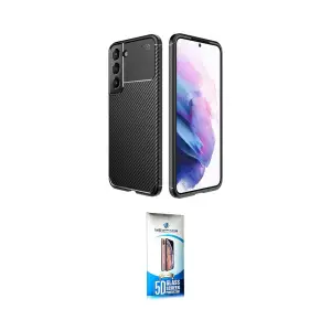 ieg™ Galaxy S22 Plus Kılıf Eksen Form Prime - Siyah 5D Eko Cam Ekran Koruyucu