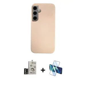 ieg™ Galaxy S24 Kılıf Eksen Prime - Siyah 3D Antistatik Seramik Nano Ekran Koruyucu + Bilvis Titan Kamera Lens - GD