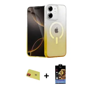 ieg™ iPhone 11 Kılıf Eksen Minimal Özel Seri - Siyah Buffer Hayalet Cam Ekran Koruyucu + Rainbow Kamera Lens Koruma Cam - KI