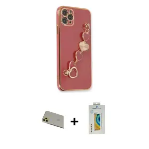 ieg™ iPhone 11 Pro Max Kılıf Nova Işık Prime - Siyah Polymer Nano Ekran Koruyucu + Rainbow Kamera Lens Koruma Cam - GD