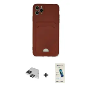ieg™ iPhone 11 Pro Max Kılıf Vadi Çizgi Prime - Şeffaf Pasifik Cam Ekran Koruyucu + Pers Alüminyum Kamera Lens - SH