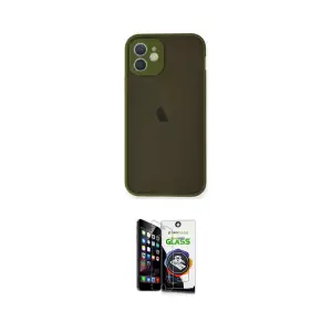 ieg™ iPhone 12 Mini Kılıf Ahenk Çizgi Serisi - Şeffaf Temperli Cam Ekran Koruyucu