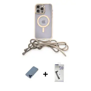 ieg™ iPhone 12 Pro Kılıf Eksen Özel Seri - Şeffaf Uv Polymer Nano Ekran Koruyucu + Metal Kamera Lens Koruma Cam - MI