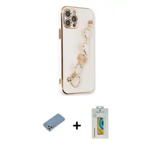 ieg™ iPhone 12 Pro Kılıf Nova Işık Prime - Siyah Polymer Nano Ekran Koruyucu + Shine Kamera Lens Koruma Cam - GS