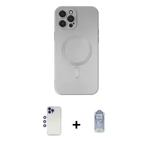 ieg™ iPhone 12 Pro Max Kılıf Akış Minimal Özel Seri - Siyah Joko Magic 5D Cam + Shine Kamera Lens - LT