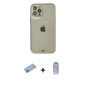 ieg™ iPhone 12 Pro Max Kılıf Eksen Minimal Koleksiyonu - Siyah Joko Magic 5D Cam + Shine Kamera Lens Koruma Cam - MI