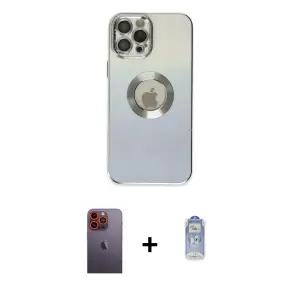ieg™ iPhone 12 Pro Max Kılıf Kutup Yansıma Özel Seri - Siyah Joko Magic 5D Cam + Neon Fosforlu Kamera Lens - TU
