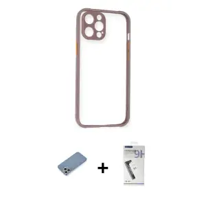 ieg™ iPhone 12 Pro Max Kılıf Nova Asil Özel Seri - Şeffaf Uv Polymer Nano Ekran Koruyucu + Shine Kamera Lens Koruma Cam - GS