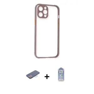 ieg™ iPhone 12 Pro Max Kılıf Nova Asil Özel Seri - Siyah Joko Magic 5D Cam + Renkli Kamera Lens Koruma Cam - MI