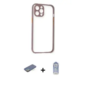 ieg™ iPhone 12 Pro Max Kılıf Nova Asil Özel Seri - Siyah Joko Magic 5D Cam + Renkli Kamera Lens Koruma Cam - YL