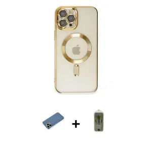 ieg™ iPhone 12 Pro Max Kılıf Nova Işık Özel Seri - Siyah Joko Magic 5D Hayalet Cam + Shine Kamera Lens Koruma Cam - GD