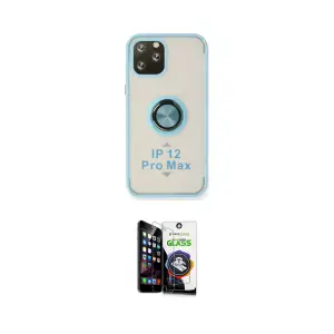 ieg™ iPhone 12 Pro Max Kılıf Yörünge Çizgi - Şeffaf Temperli Cam Ekran Koruyucu