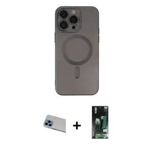 ieg™ iPhone 13 Pro Max Kılıf Akış Minimal Özel Seri - Şeffaf 360 Full Body Arka Koruyucu + Rainbow Kamera Lens Koruma Cam - MI