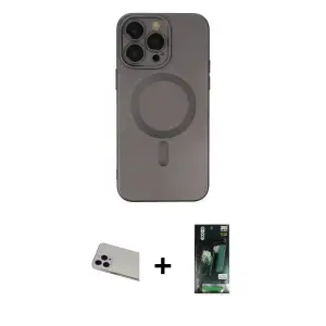 ieg™ iPhone 13 Pro Max Kılıf Akış Minimal Özel Seri - Şeffaf 360 Full Body Arka Koruyucu + Rainbow Kamera Lens Koruma Cam - MR