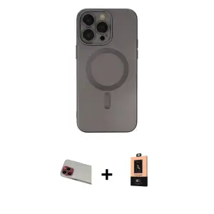 ieg™ iPhone 13 Pro Max Kılıf Akış Minimal Özel Seri - Şeffaf Maxco Cam Ekran Koruyucu + Rainbow Kamera Lens Koruma Cam - KI