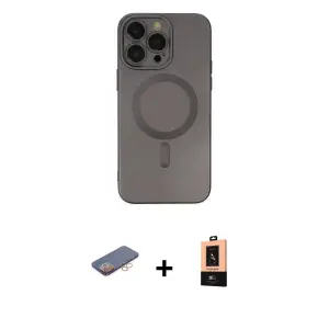 ieg™ iPhone 13 Pro Max Kılıf Akış Minimal Özel Seri - Şeffaf Maxco Cam Ekran Koruyucu + Renkli Kamera Lens Koruma Cam - TU
