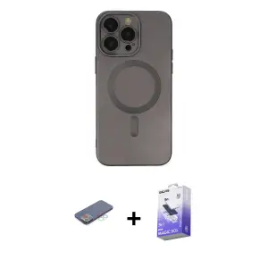 ieg™ iPhone 13 Pro Max Kılıf Akış Minimal Özel Seri - Siyah Bilvis 5in1 5D Magic Hayalet Cam Ekran Koruyucu + Renkli Kamera Lens Koruma Cam - MI