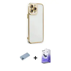 ieg™ iPhone 13 Pro Max Kılıf Çekirdek Klasik Serisi - Siyah Bilvis 5in1 5D Magic Hayalet Cam Ekran Koruyucu + Shine Kamera Lens Koruma Cam - MI