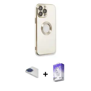 ieg™ iPhone 13 Pro Max Kılıf İz Form Serisi - Siyah Bilvis 5in1 3D Magic Cam Ekran Koruyucu + Pers Alüminyum Kamera Lens - LT
