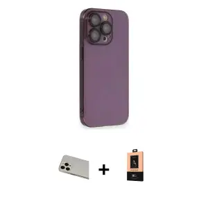ieg™ iPhone 13 Pro Max Kılıf Siluet Minimal Özel Seri - Şeffaf Maxco Cam Ekran Koruyucu + Rainbow Kamera Lens Koruma Cam - REGD