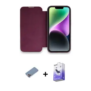 ieg™ iPhone 13 Pro Max Kılıf Siluet Minimal Serisi - Siyah Bilvis 5in1 5D Magic Hayalet Cam Ekran Koruyucu + Shine Kamera Lens Koruma Cam - PE
