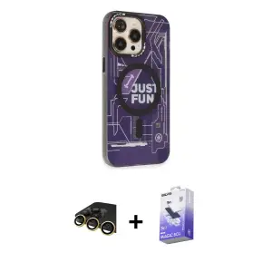 ieg™ iPhone 13 Pro Max Kılıf Siluet Modern Koleksiyonu - Siyah Bilvis 5in1 5D Magic Hayalet Cam Ekran Koruyucu + Raze Metal Kamera Lens - GD