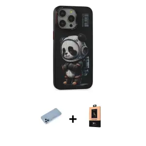 ieg™ iPhone 13 Pro Max Kılıf Siluet Modern Özel Seri - Şeffaf Maxco Cam Ekran Koruyucu + Shine Kamera Lens Koruma Cam - MI