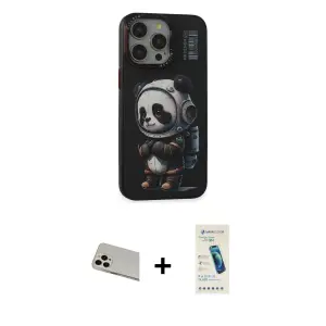 ieg™ iPhone 13 Pro Max Kılıf Siluet Modern Özel Seri - Şeffaf Pasifik Cam Ekran Koruyucu + Rainbow Kamera Lens Koruma Cam - REGD