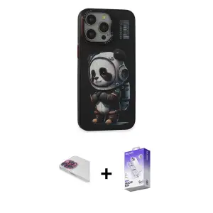 ieg™ iPhone 13 Pro Max Kılıf Siluet Modern Özel Seri - Siyah Bilvis 5in1 3D Magic Cam Ekran Koruyucu + Pers Alüminyum Kamera Lens - GI