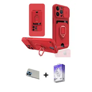 ieg™ iPhone 13 Pro Max Kılıf Vadi Form Prime - Siyah Bilvis 5in1 3D Magic Cam Ekran Koruyucu + Rainbow Kamera Lens Koruma Cam - MI
