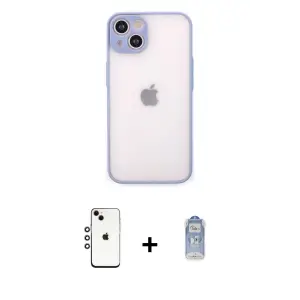 ieg™ iPhone 14 Kılıf Ahenk Çizgi Serisi - Siyah Joko Magic 5D Cam + Shine Kamera Lens - GI