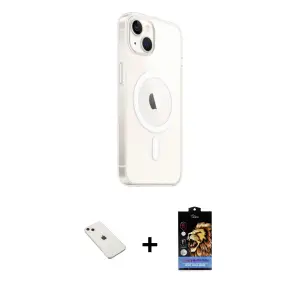 ieg™ iPhone 14 Kılıf Ahenk Yansıma Prime - Siyah Buffer Hayalet Cam Ekran Koruyucu + Diamond Kamera Lens - PE