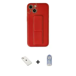 ieg™ iPhone 14 Kılıf Akış Doku - Siyah Joko Magic 5D Cam + Diamond Kamera Lens - PE