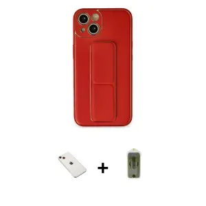 ieg™ iPhone 14 Kılıf Akış Doku - Siyah Joko Magic 5D Hayalet Cam + Diamond Kamera Lens - KI