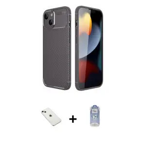 ieg™ iPhone 14 Kılıf Eksen Form Prime - Siyah Joko Magic 5D Cam + Diamond Kamera Lens - YL
