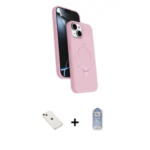 ieg™ iPhone 14 Kılıf İz Işık Koleksiyonu - Siyah Joko Magic 5D Cam + Diamond Kamera Lens - KI