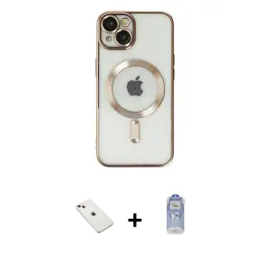 ieg™ iPhone 14 Kılıf Nova Işık Özel Seri - Siyah Joko Magic 5D Cam + Diamond Kamera Lens - PE