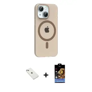 ieg™ iPhone 14 Kılıf Pusula Form Özel Seri - Siyah Buffer Hayalet Cam Ekran Koruyucu + Diamond Kamera Lens - SABE