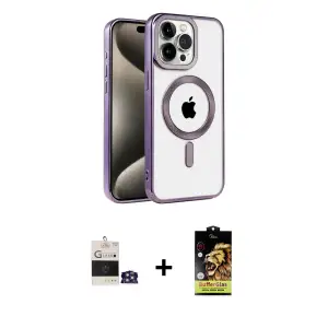 ieg™ iPhone 14 Pro Max Kılıf Eksen Form Koleksiyonu - Siyah Buffer Cam Ekran Koruyucu + Bilvis Titan Kamera Lens - GS