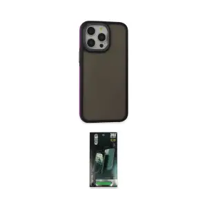 ieg™ iPhone 14 Pro Max Kılıf Eksen Işık - Siyah 360 Mat Full Body Arka Koruyucu