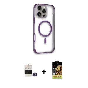 ieg™ iPhone 14 Pro Max Kılıf Eksen Klasik Koleksiyonu - Siyah Buffer Cam Ekran Koruyucu + Bilvis Titan Kamera Lens - GS