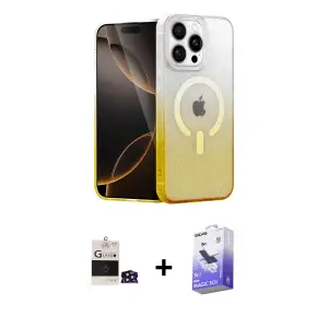 ieg™ iPhone 14 Pro Max Kılıf Eksen Minimal Özel Seri - Siyah Bilvis 5in1 5D Magic Hayalet Cam Ekran Koruyucu + Bilvis Titan Kamera Lens - DNMR