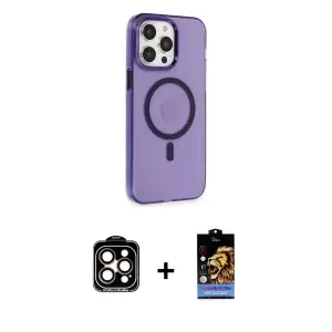 ieg™ iPhone 14 Pro Max Kılıf Kıvılcım Asil Özel Seri - Siyah Buffer Hayalet Cam Ekran Koruyucu + PVD Metal Kamera Lens - TU