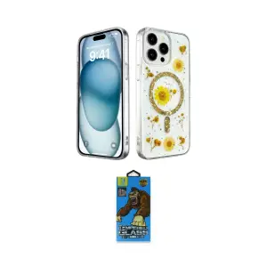 ieg™ iPhone 14 Pro Max Kılıf Kozmos Doku - Siyah 18D Cam Ekran Koruyucu
