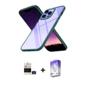 ieg™ iPhone 14 Pro Max Kılıf Nova Işık Serisi - Siyah Bilvis 5in1 3D Magic Cam Ekran Koruyucu + Bilvis Titan Kamera Lens - DNMR