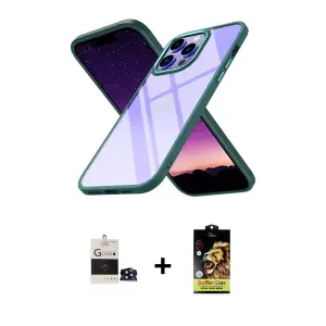 ieg™ iPhone 14 Pro Max Kılıf Nova Işık Serisi - Siyah Buffer Cam Ekran Koruyucu + Bilvis Titan Kamera Lens - SH