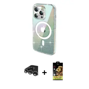 ieg™ iPhone 14 Pro Max Kılıf Odak Modern Serisi - Siyah Buffer Cam Ekran Koruyucu + Raze Metal Kamera Lens - GS