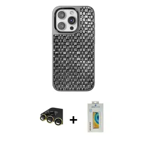ieg™ iPhone 14 Pro Max Kılıf Siluet Form Serisi - Siyah Polymer Nano Ekran Koruyucu + Raze Metal Kamera Lens - GD